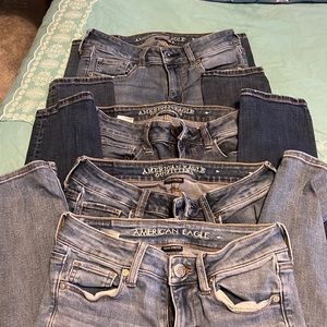 4 Pairs of USED American Eagle Jeans Size 2